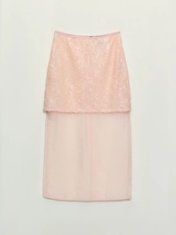 Двухслойная юбка миди с пайетками / Zarina