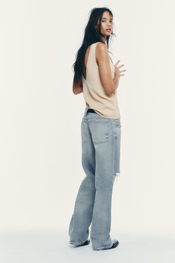 TRF LOW-RISE WIDE-LEG RIPPED JEANS - Zara фото 4