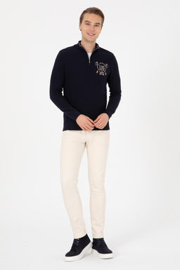 Erkek Slim Fit Yar_m Fermuarl_ Lacivert Kazak - U.s. polo assn фото 4