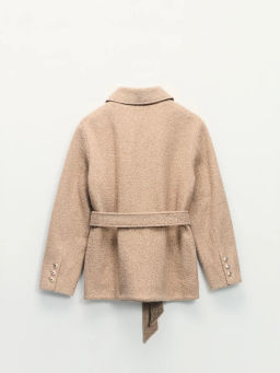 Куртка-рубашка из ткани с ворсом на поясе / Zarina  фото 3