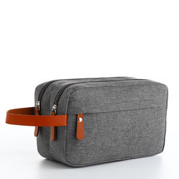 Косметичка дорожная на молнии с ручкой, с отделами, с карманом, серая
