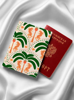 Кожаная обложка для паспорта с принтом wh-LeatherCover-olga-tigers_palm