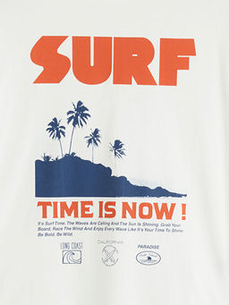 Slogan Bask?l? Bisiklet Yaka Erkek ?ocuk Ti??rt