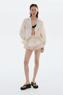 Pantal?n corto de algod?n con bordado ingl?s - H&m фото 4