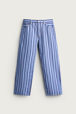 PANTAL?N STRAIGHT FIT RAYAS / Azul