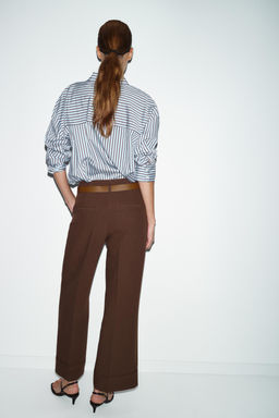 TROUSERS WITH TURN-UP CUFFS AND BELT - Zara фото 4