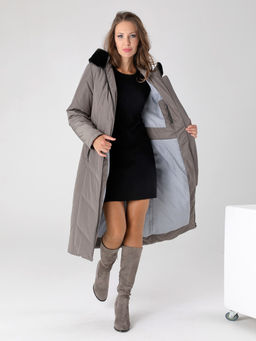 23409 Пальто серый хаки - Dizzyway фото 2