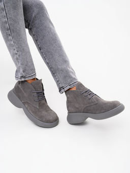 Ботинки 308.927gr.Серый замок замша+серый/мех