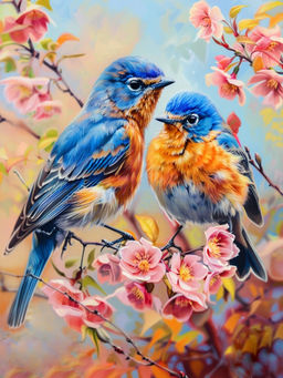 Вышивка крестиком 40х50см, Пара птиц