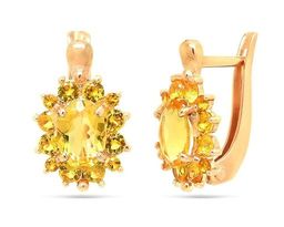 Серьги из серебра цитрин кварц, СПН4053п