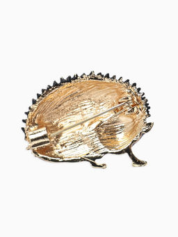 Брошь «Ежик» с цветами, цвет серый в серебре