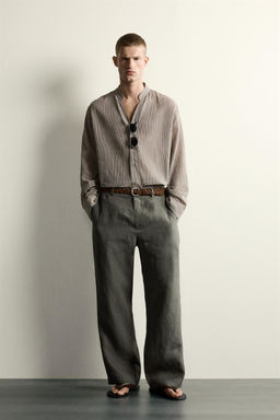 CAMISA FLUIDA RELAXED FIT / Rayas marrones