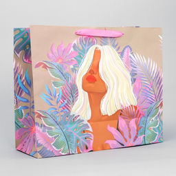 Пакет подарочный крафтовый с пластиковым окном, упаковка, Нежность, 31?26?11 см