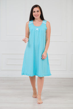 Ночная сорочка из кулирки Василиса горох на бирюзе - Амадэль фото 9