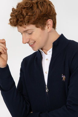 Мужской темно-синий трикотажный кардиган Basic - U.s. polo assn фото 14