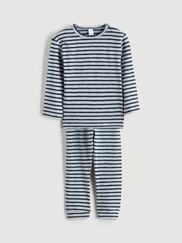 Bisiklet Yaka ?izgili Erkek Bebek Pijama Tak?m?