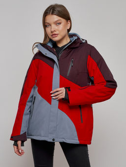 Горнолыжная куртка женская зимняя большого размера красного цвета 2308Kr - Mtforce фото 2