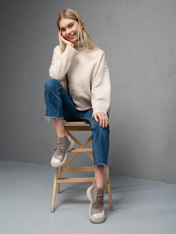 Ботинки 305.927be.Бежевый латте капучино замша/мех