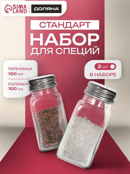 Набор для специй Доляна «Стандарт», 2 предмета: солонка, перечница 100 мл, стекло