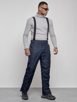 Полукомбинезон утепленный мужской зимний горнолыжный темно-синего цвета 7507TS - Colannia фото 3