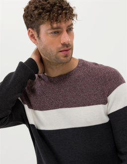 Bordo Slim Fit Bisiklet Yaka Triko Kazak - Pierre cardin фото 2