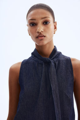 Vestido denim con cuello fular - H&m фото 2