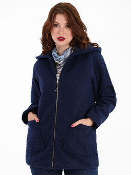 Кардиган темно-синий на молнии с капюшоном