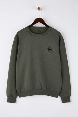 TRENDYOL MAN Antrasit Melanj Oversize/Genis Kesim Uzun Kol Hayvan Nak?sl? Sweatshirt TMNAW24SW00164 - Trendyolmilla фото 39