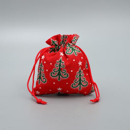 Цена за 5 шт. Мешочек подарочный холща Новогодняя ель, 10 х 12 см +/- 1.5 см