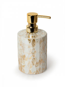 Диспенсер для жидкого мыла 450мл золотой/белый стекло, пластик АБС - Denastia фото 4