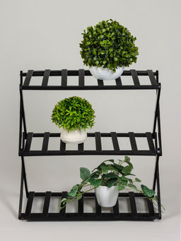 Стеллаж универсальный, 3 полки, 50×25×46 см, напольный, открытый, чёрный, Greengo