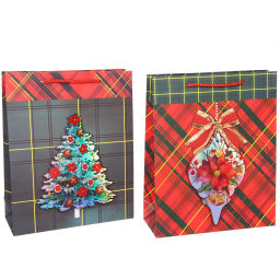Цена за 12 шт. Пакет подарочный "Новогодний стиль" 26*31*10 см, микс