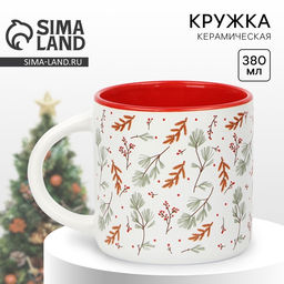 Кружка керамическая, новогодняя «Лесная сказка», 380 мл