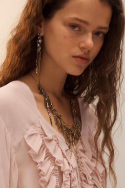 CAMISA VOLANTES ENCAJE LIMITED EDITION / Rosa empolvado - Zara фото 5