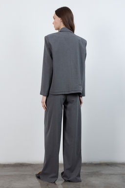 Antrasit Kemerli Cizgili Wide Leg/Genis Paca Pantolon TWOAW26PL00110