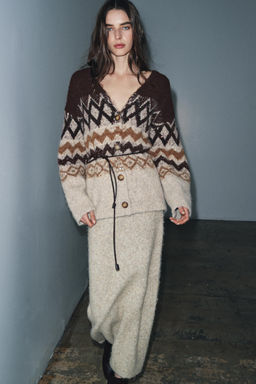 JACQUARD SEQUIN KNIT CARDIGAN WITH BELT - Zara фото 7