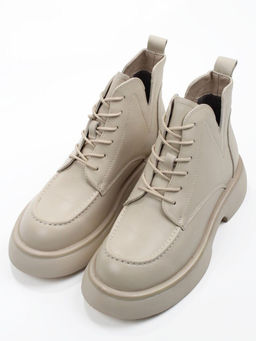01-XKL22-107R LT. BEIGE Ботинки демисезонные женские (натуральная кожа, байка)