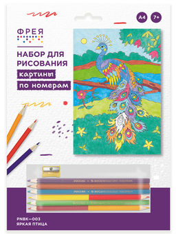 ФРЕЯ PNBK-003 Яркая птица Набор для раскрашивания по номерам карандашами 29.5 х 20.5 см 1 л