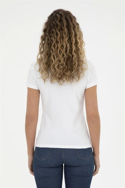 Женская белая базовая футболка с воротником-поло Неожиданная скидка в корзине - U.s. polo assn фото 5