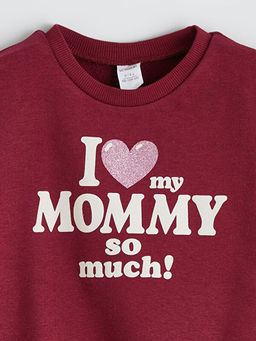 Bisiklet Yaka Bask?l? K?z ?ocuk Sweatshirt