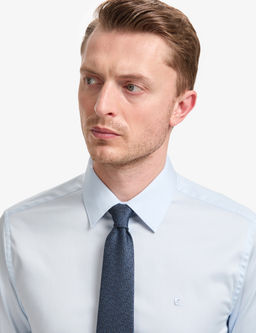 A__k Mavi Slim Fit Uzun Kollu Esnek Basic G_mlek