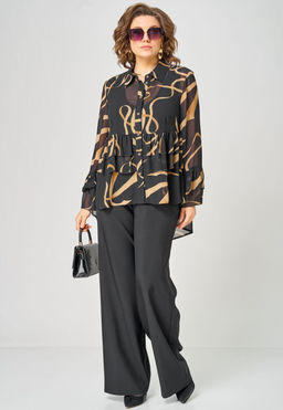 Блуза EVA GRANT 7221 принт ленты