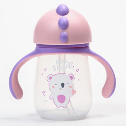 Поильник детский с силиконовой трубочкой «Koala», 250 мл., с ручками, цвет фиолетовый
