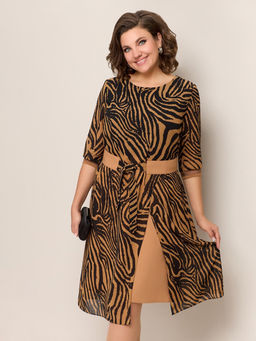 Платье из шифона принт зебра стильное - Almond фото 3