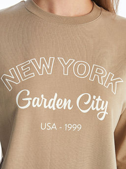 Bisiklet Yaka Bask?l? Kad?n Sweatshirt Tunik