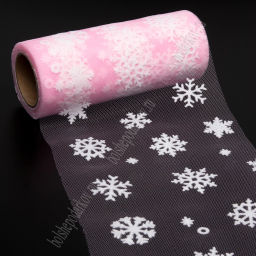 Фатин Снежинки 15 см*10 ярд (SF-7523) розовый - Больше подарков фото 3