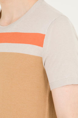 U. S. Polo Assn Мужской вязаный свитер светло-коричневого цвета с круглым вырезом - U.s. polo assn фото 7