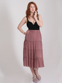 Юбка цвета какао летняя штапель - Almond фото 6