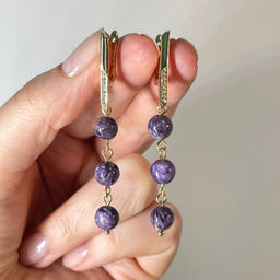 Серьги тройные с Чароитом