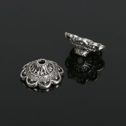 Шапочки для бусин (набор 10 шт.), 1.4×1.4×0.6 см, цвет черненое серебро